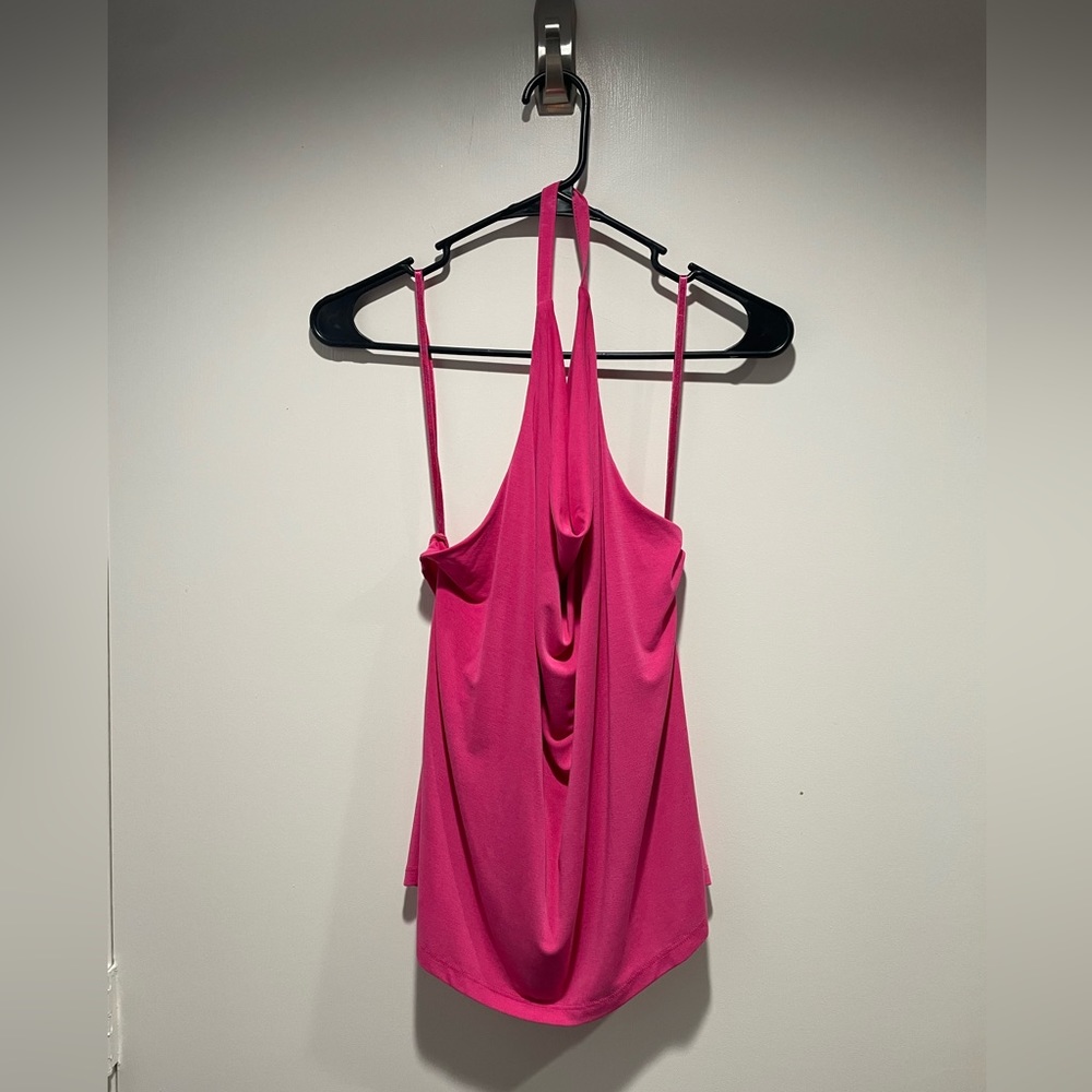 XL pink cowl neck halter top